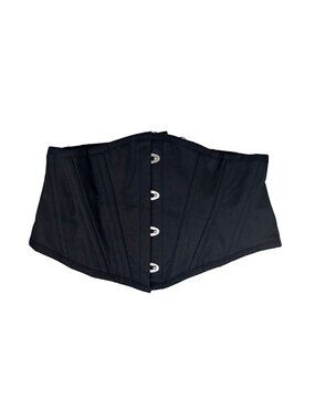 Waspie Corset Steel Boned Waist Trainer EU Black Cotton Short NWT Multi